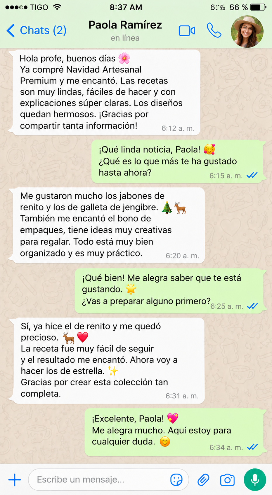 Testimonio de WhatsApp Paola - Recetas Navideñas